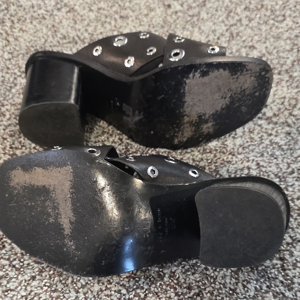 rag & bone Black Mules with Silver Eyelets - Picture 7 of 8